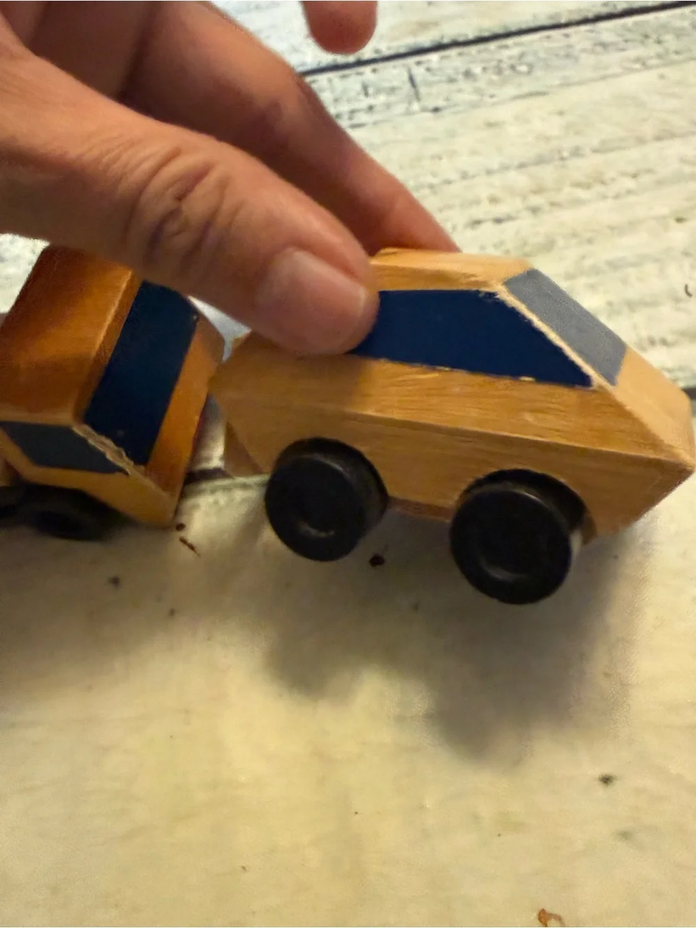 Vintage Snoopy's Fish Truck wooden toy 1971 Mattel Putt-Putt wooden cars